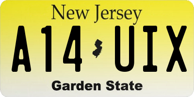 NJ license plate A14UIX
