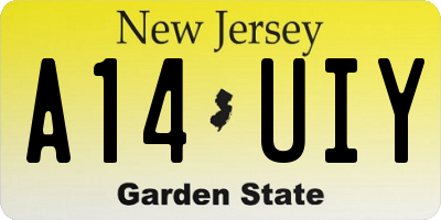 NJ license plate A14UIY
