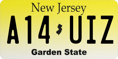 NJ license plate A14UIZ