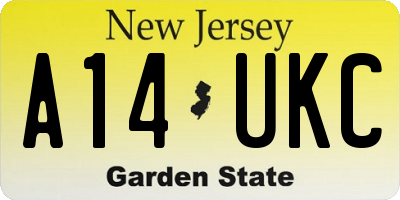 NJ license plate A14UKC
