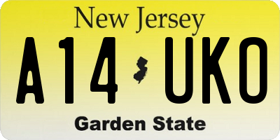 NJ license plate A14UKO