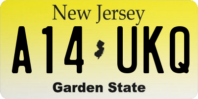 NJ license plate A14UKQ
