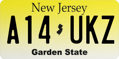 NJ license plate A14UKZ