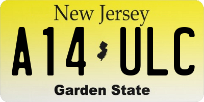 NJ license plate A14ULC