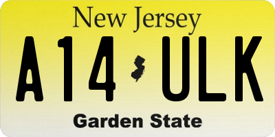 NJ license plate A14ULK