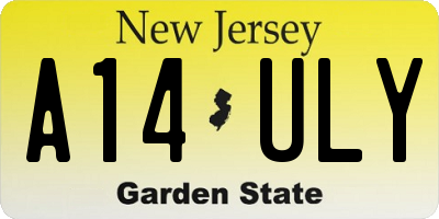 NJ license plate A14ULY
