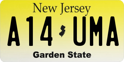 NJ license plate A14UMA