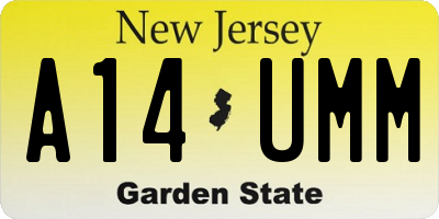 NJ license plate A14UMM