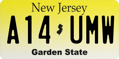 NJ license plate A14UMW