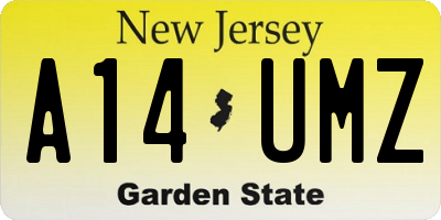 NJ license plate A14UMZ