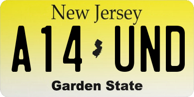 NJ license plate A14UND