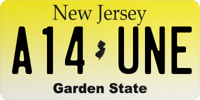 NJ license plate A14UNE