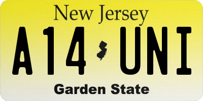 NJ license plate A14UNI