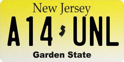 NJ license plate A14UNL