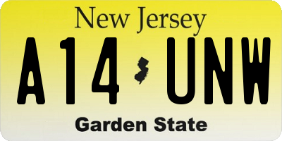 NJ license plate A14UNW