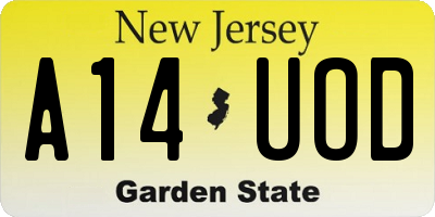 NJ license plate A14UOD