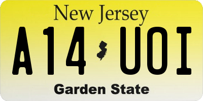 NJ license plate A14UOI