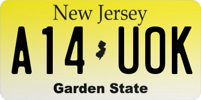 NJ license plate A14UOK