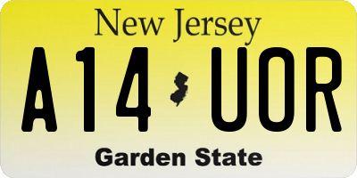 NJ license plate A14UOR