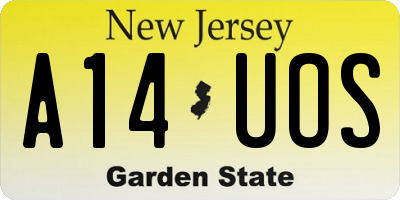 NJ license plate A14UOS