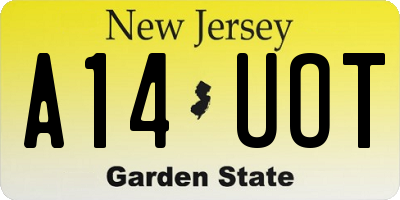 NJ license plate A14UOT