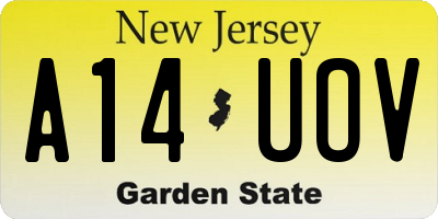 NJ license plate A14UOV