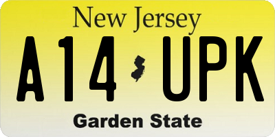 NJ license plate A14UPK