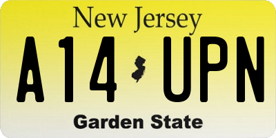 NJ license plate A14UPN