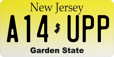 NJ license plate A14UPP