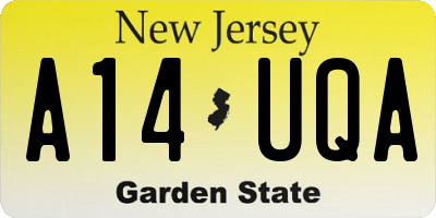 NJ license plate A14UQA