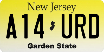 NJ license plate A14URD