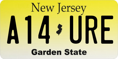 NJ license plate A14URE