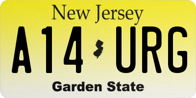 NJ license plate A14URG
