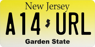 NJ license plate A14URL