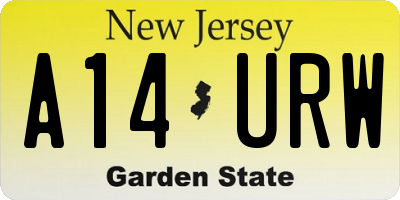 NJ license plate A14URW