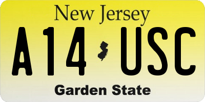 NJ license plate A14USC