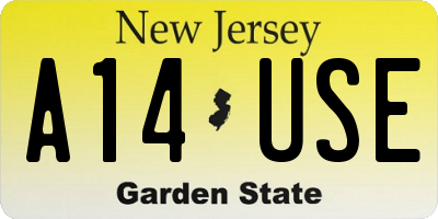 NJ license plate A14USE