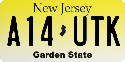 NJ license plate A14UTK