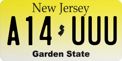 NJ license plate A14UUU