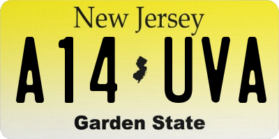 NJ license plate A14UVA
