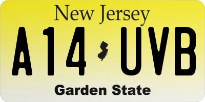 NJ license plate A14UVB