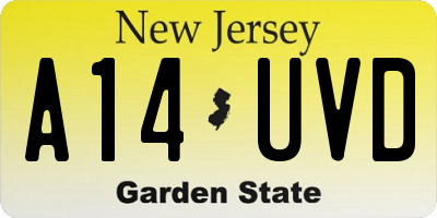NJ license plate A14UVD