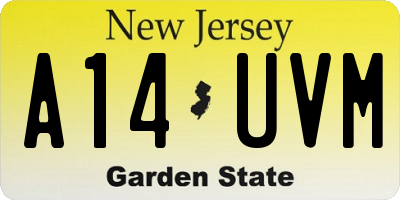 NJ license plate A14UVM