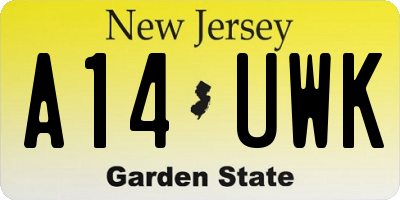 NJ license plate A14UWK
