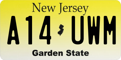 NJ license plate A14UWM