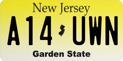NJ license plate A14UWN