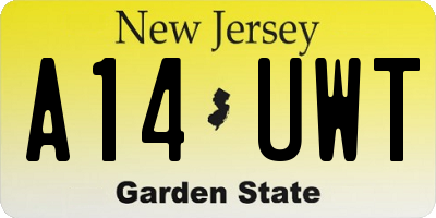 NJ license plate A14UWT