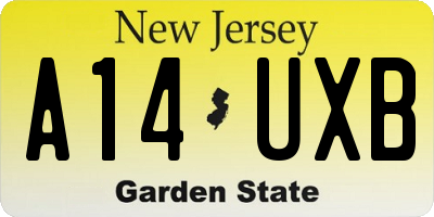 NJ license plate A14UXB