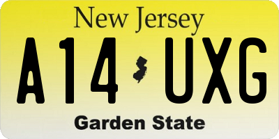 NJ license plate A14UXG