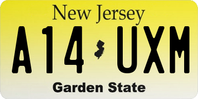 NJ license plate A14UXM